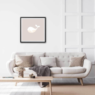 Affiche enfant baleine oh Affiche + cadre en bois - Noir