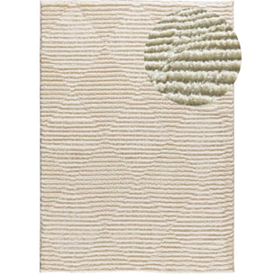 LIMA Alfombra shaggy estilo escandinavo con relieve crema, varias medidas disponibles