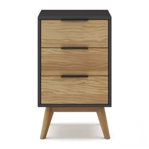 Mesita de noche Numa 3 cajones Gris Alpino - Oak