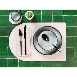 Sous-verre rond réversible - 6 pièces - Cuir recyclé blanc crème et vert de gris