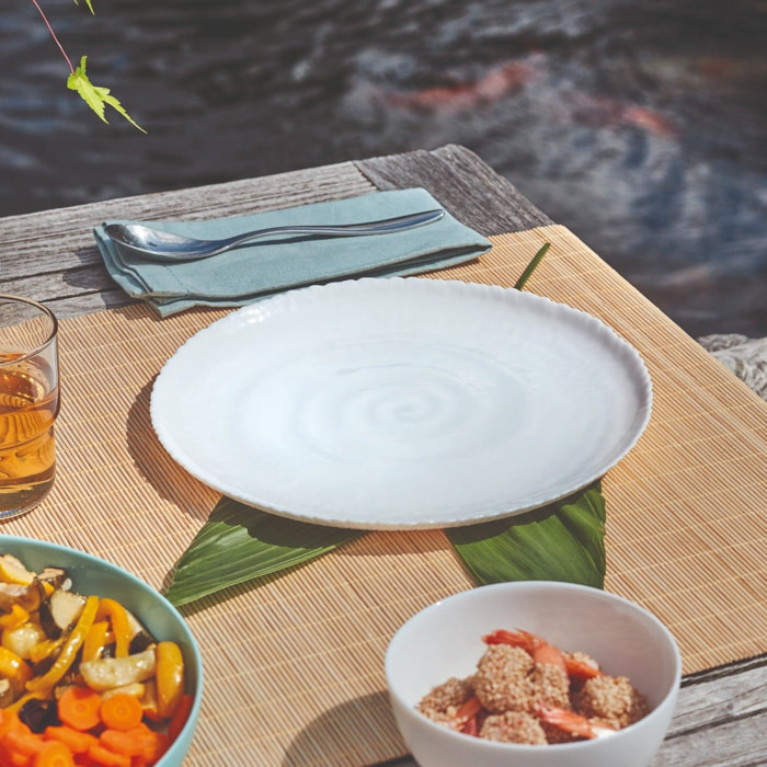 6 assiettes plates blanches 26cm Ammonite - Luminarc - Verre opale extra résistant