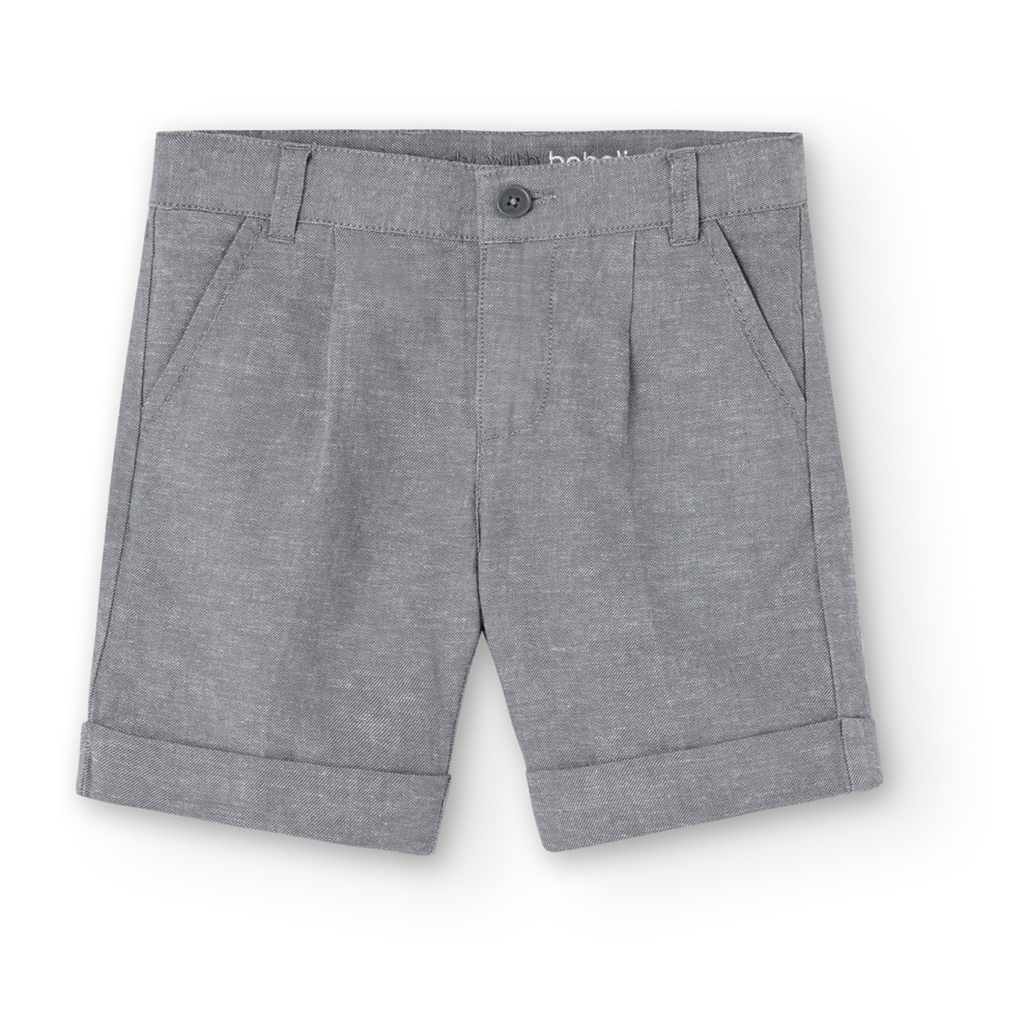 Bermudas en lino liso de color gris, Bermudas, niño