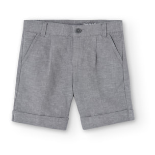 Bermudas en lino liso de color gris, Bermudas, niño