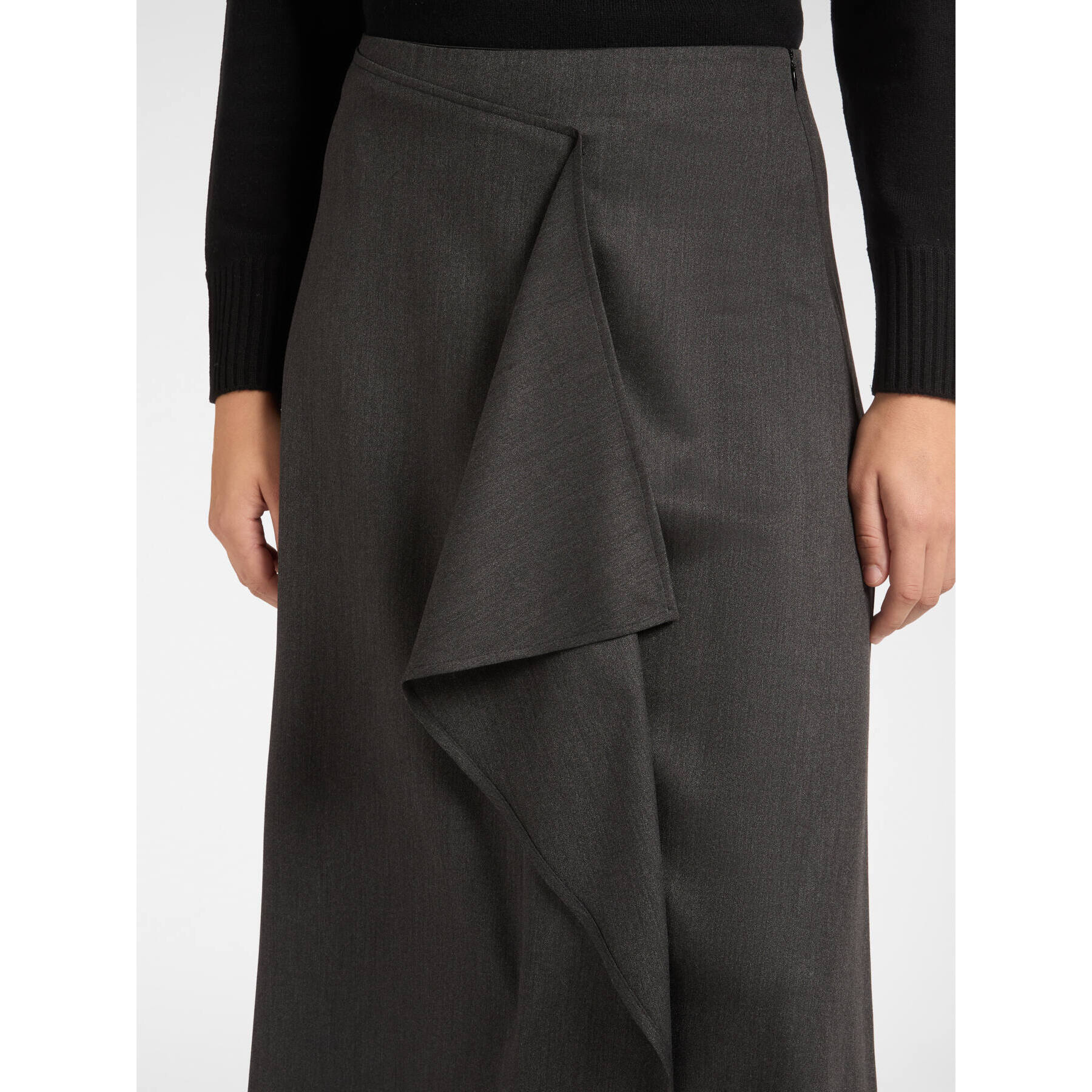 Elena Mirò - Gonna a portafoglio con jabot - Grigio