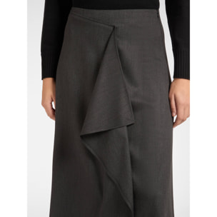 Elena Mirò - Gonna a portafoglio con jabot - Grigio