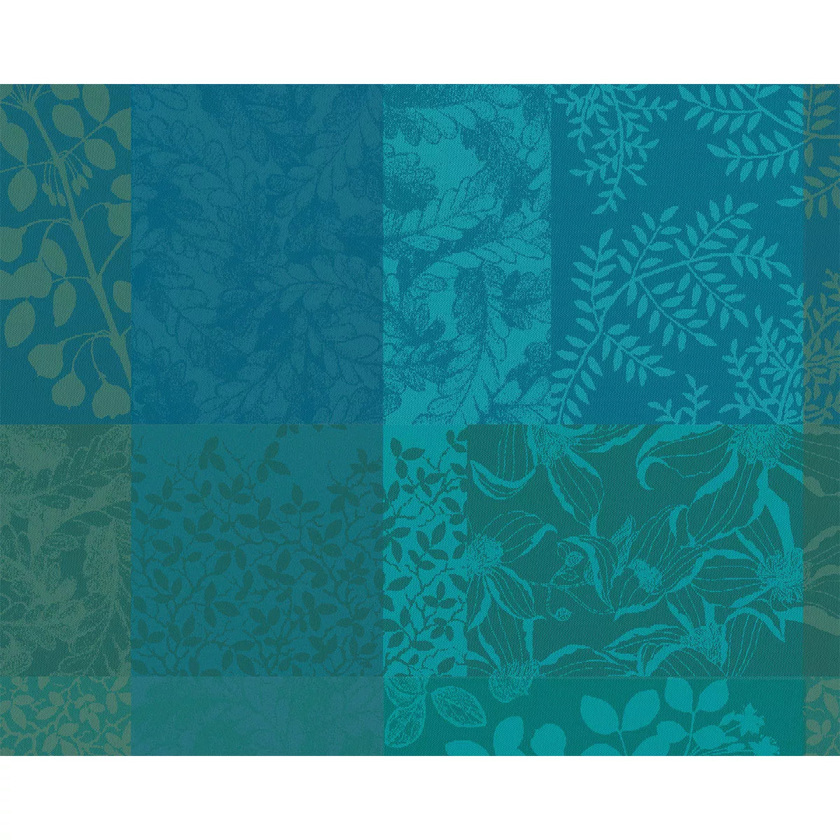 Set pur coton enduit motif jacquard Mille rameaux emeraude