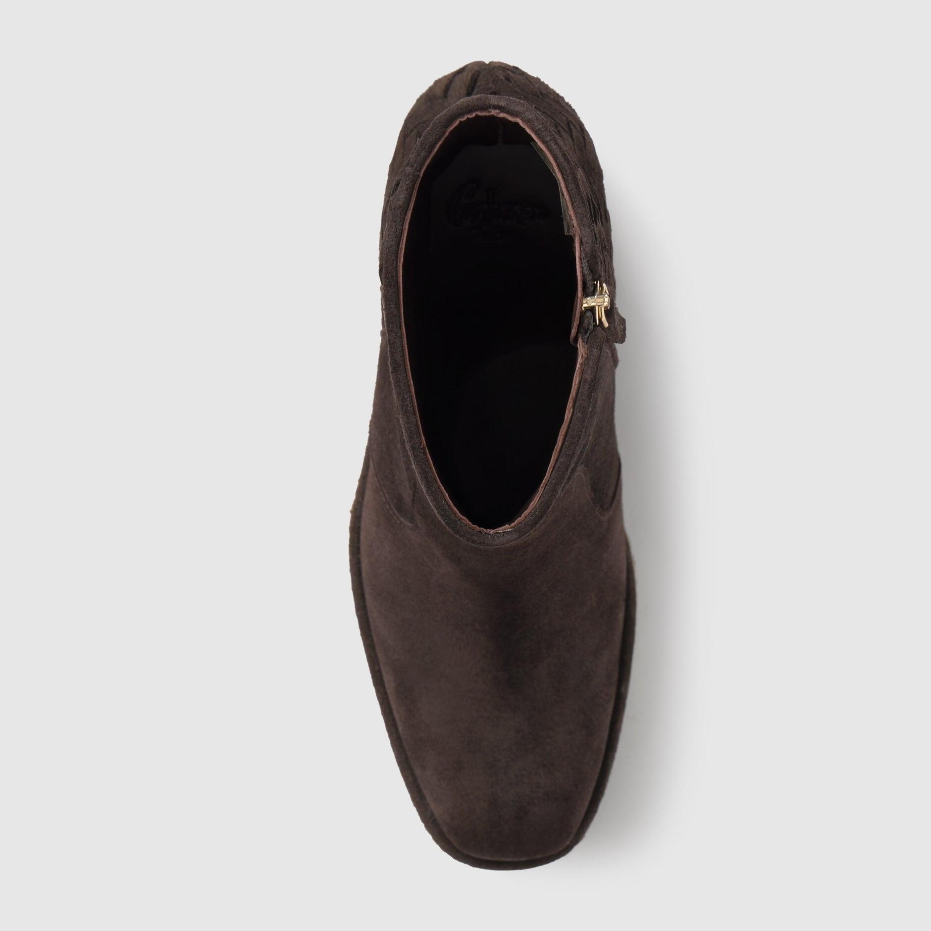 Botín de cuña Brelia en serraje con intrcciato y cierre de cremallera