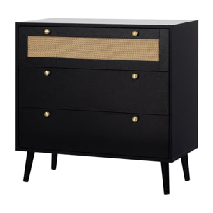 Goto - commode - noir et cannage - 80 cm - Noir
