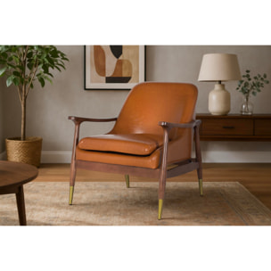 Sillón de Tapizado Pu 75 Cm Estilo Vintage Moderno