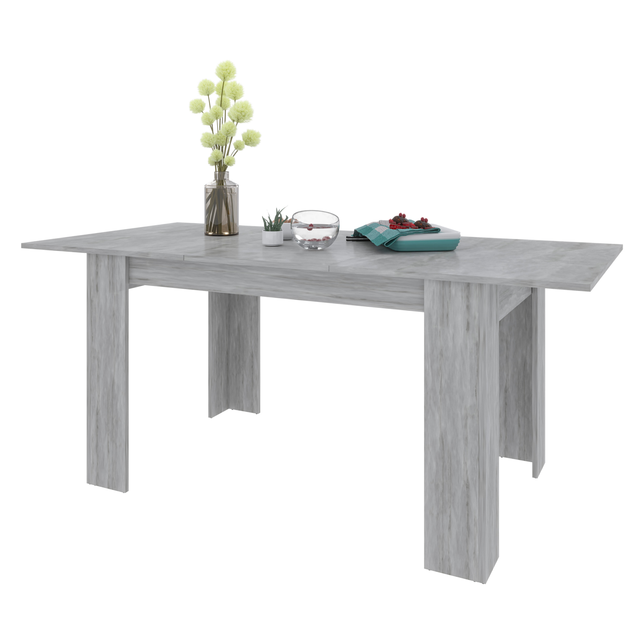 Tavolo da Pranzo Allungabile Estensibile Fino a 190 cm Tavolino Per 6 Persone Salotto Soggiorno Salone Design Moderno 190 x 78 x 90 cm Grigio