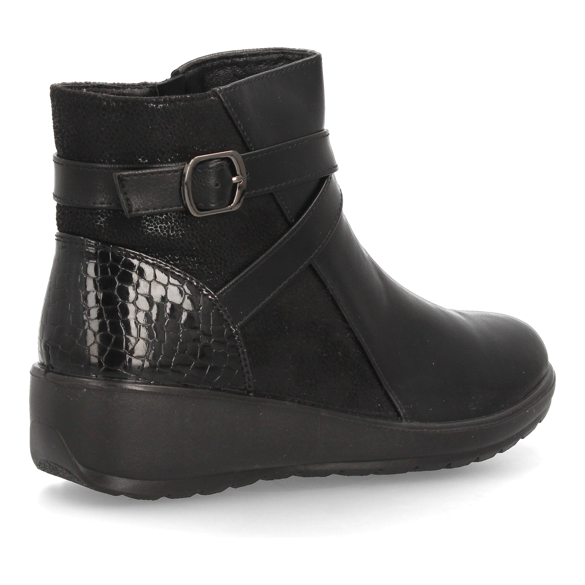 Botines con cuña y hebilla lateral para mujer