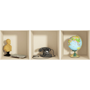 Stickers muraux 3D | Sticker Mural Autocollant effet 3D globe et combiné téléphonique - Stickers adhésifs 3D Chambre Salon Trompe l'oeil