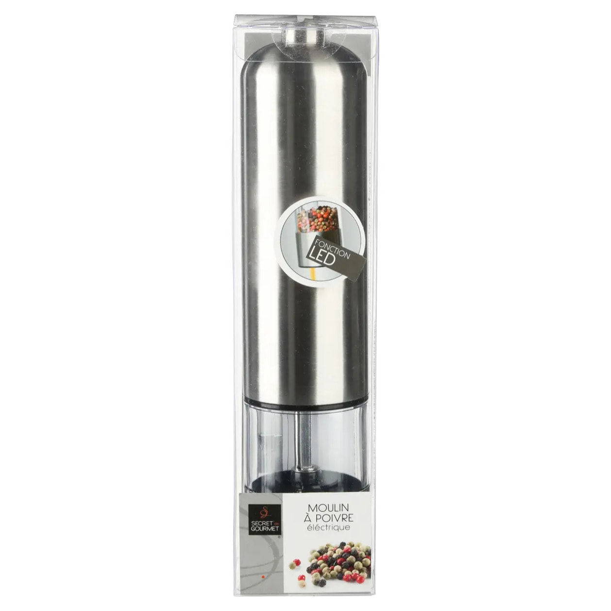 Moulin électrique à led 23cm inox