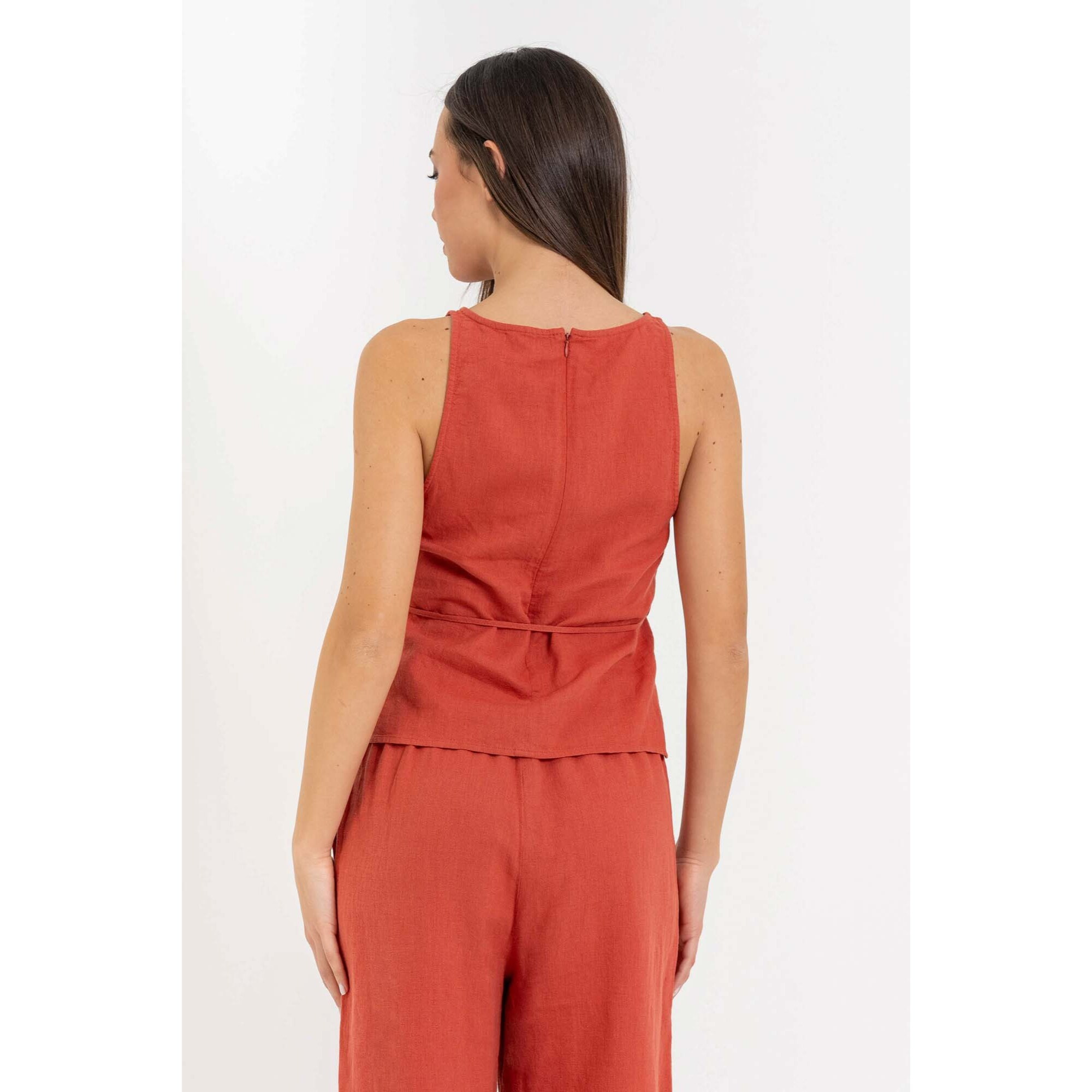 Kocca - Top smanicato da donna in lino, cotone e ramiè con cintura Donna