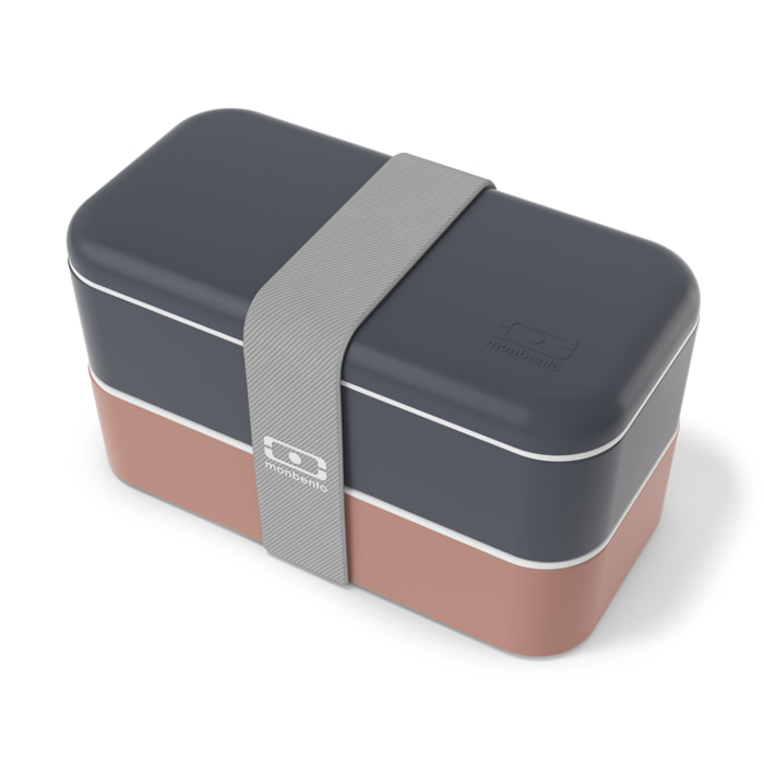 Set repas complet lunch box 2 étages 1L bleu/rose + accessoires