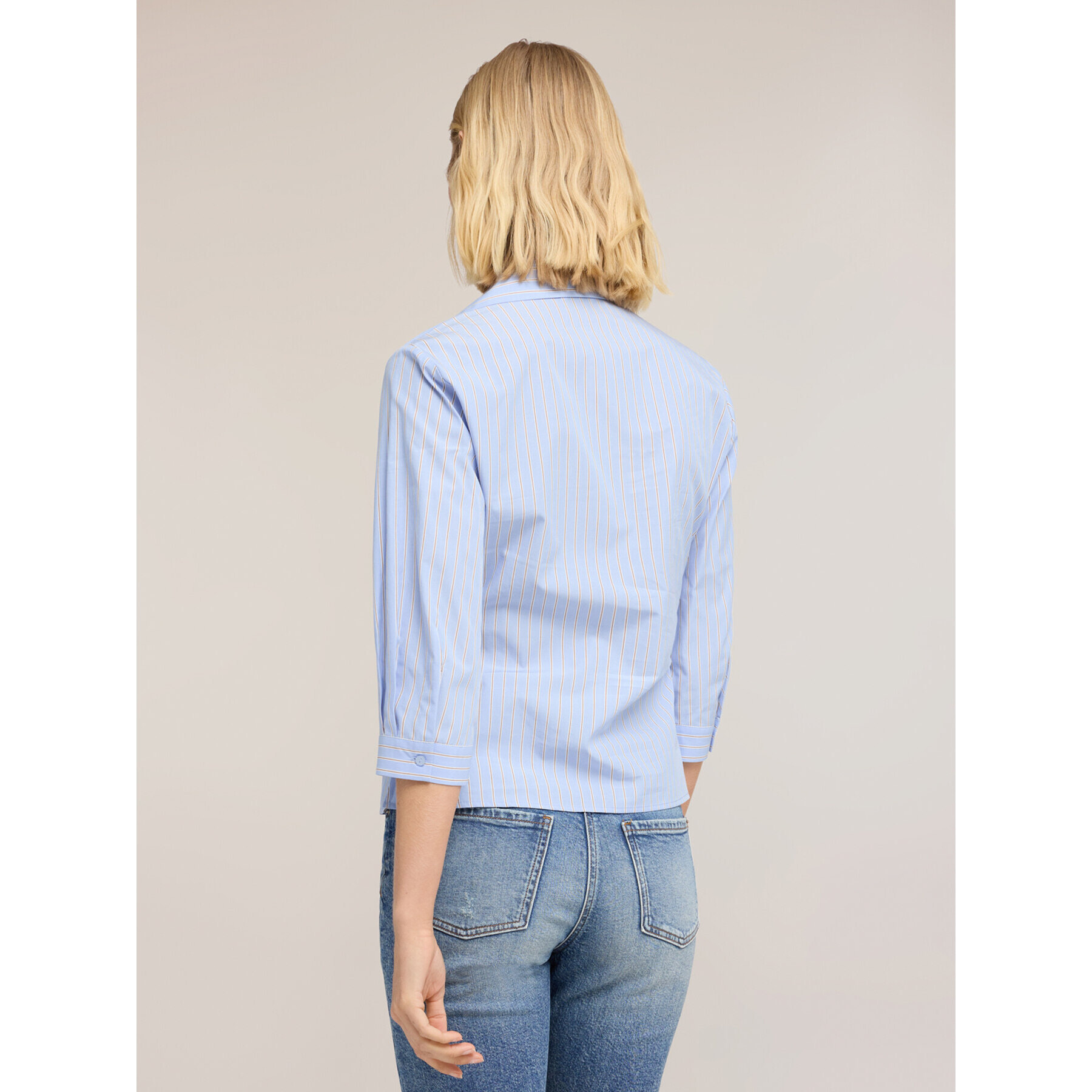 Motivi - Camicia wrap in popeline a righe - Azzurro