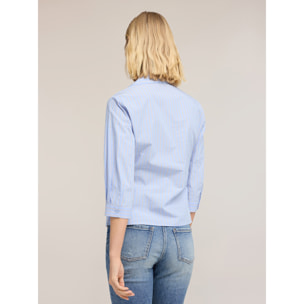 Motivi - Camicia wrap in popeline a righe - Azzurro
