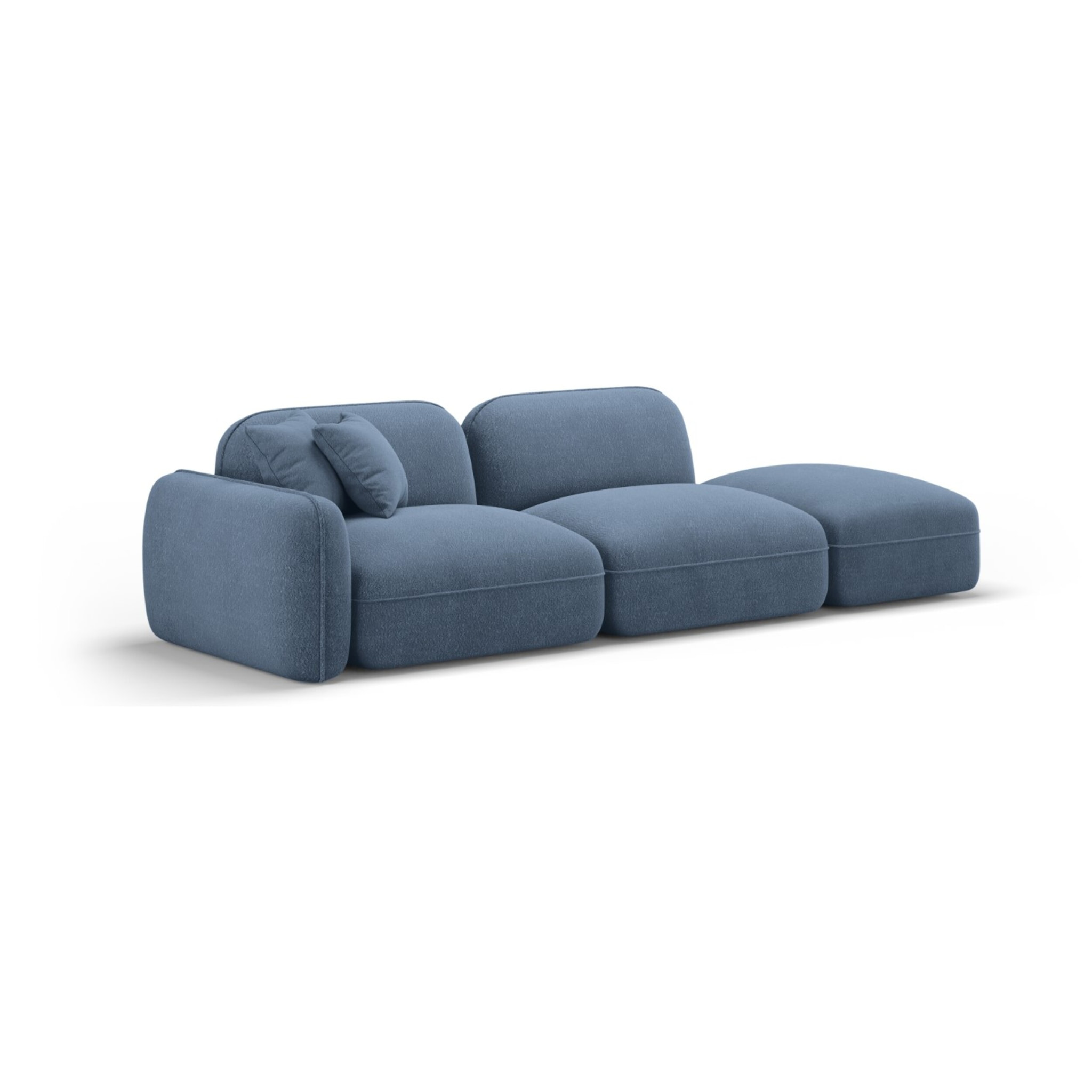 Canapé modulable droit "Lucien" 3 places en velours blue jeans