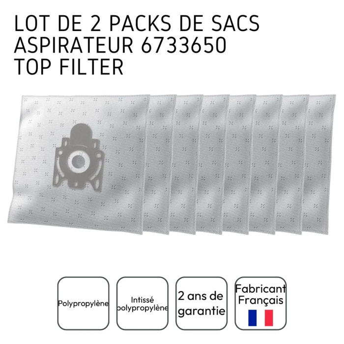 Lot de 2 packs de 8 sacs aspirateur 6733650 Miele TopFilter