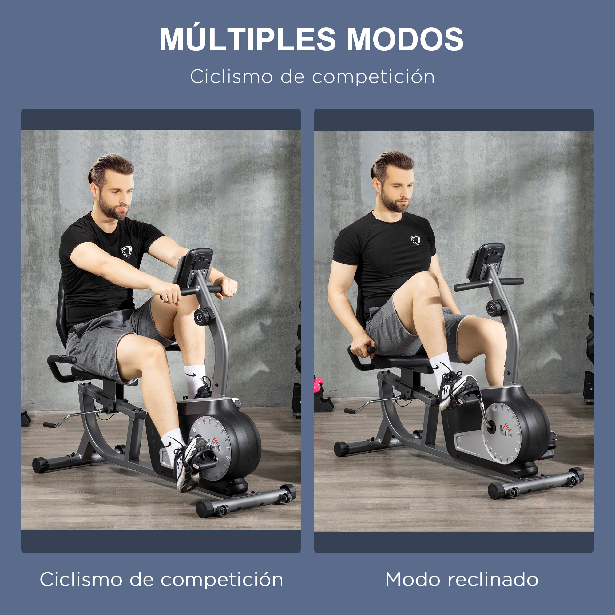 Bicicleta Estática con Respaldo Bicicleta de Ejercicio de Fitness con 8 Niveles de Resistencia Magnética Longitud Ajustable Pantalla LCD para Casa Oficina Gimnasia Gris