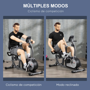 Bicicleta Estática con Respaldo Bicicleta de Ejercicio de Fitness con 8 Niveles de Resistencia Magnética Longitud Ajustable Pantalla LCD para Casa Oficina Gimnasia Gris