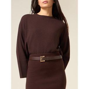 Oltre - Cintura con fibbia dorata - Marrone