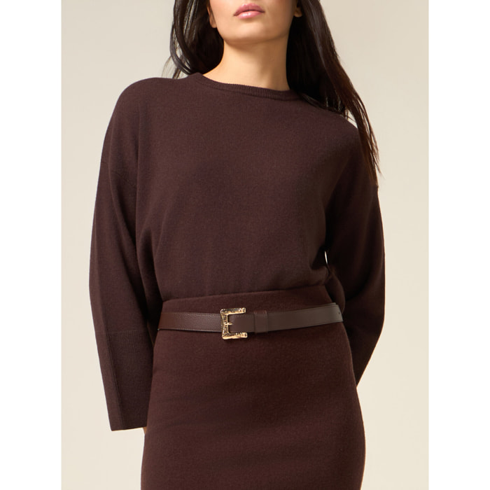 Oltre - Cintura con fibbia dorata - Marrone