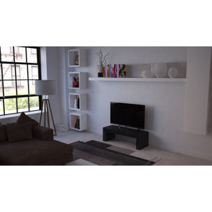 Mobile TV Salotto Soggiorno Ripiano In Vetro Base Televisione Design Arredamento Casa Moderno Ed Elegante Lujan 112 x 40 x 36 cm nero frassino