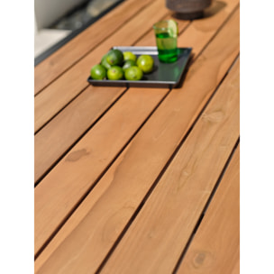 TORONTO - Table avec bancs en aluminium gris anthracite et teck