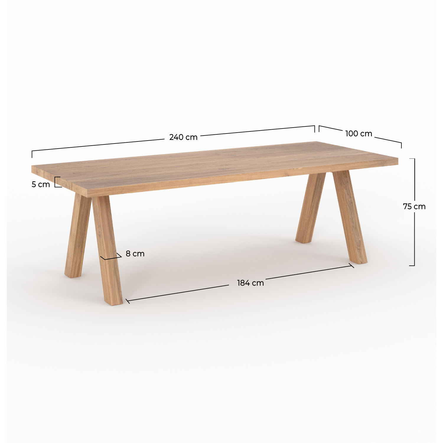 Table de jardin en bois de teck recyclé 10 personnes - Molo