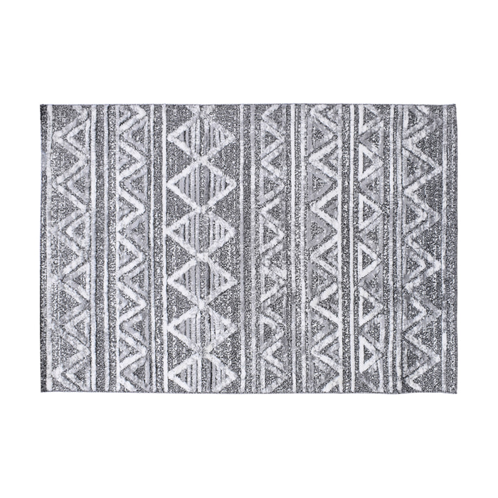 Tapis berbere avec motifs en relief blanc et gris 160 x 230 cm ERGA