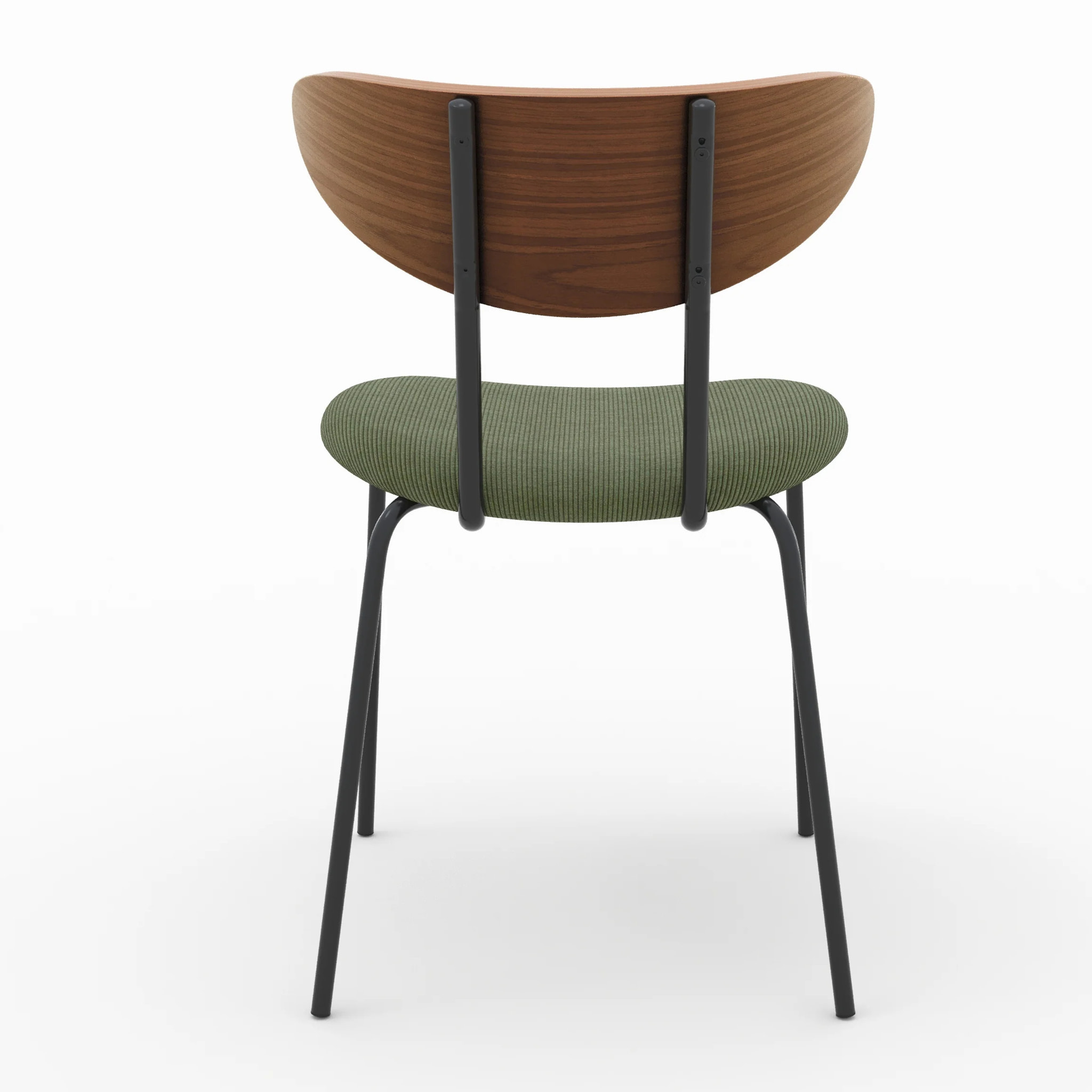 Lot de 2 chaises en velours côtelé vert kaki et dossier en noyer - Jade