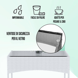 Set Di Mobili da Giardino Salotto Salottino in Rattan 4 Posti con Tavolino Ripiano In Vetro 2 Poltrone Divano 2 Posti Giardino Esterno Piscina Bianco