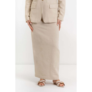 Kocca - Gonna da donna a vita alta in lino e cotone con tasche Donna