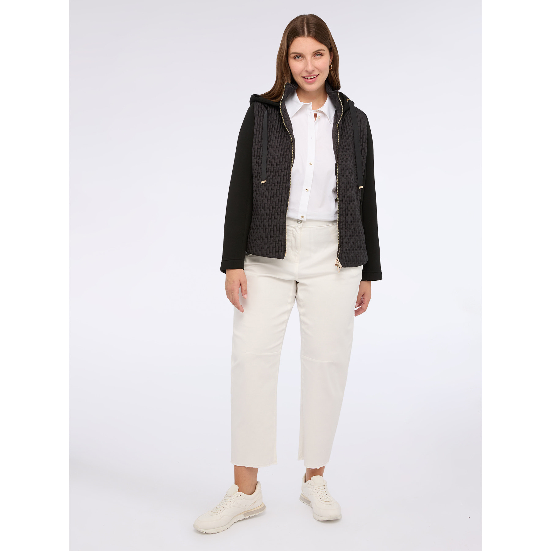 Fiorella Rubino - Plumífero bimaterial ligero con capucha - Negro