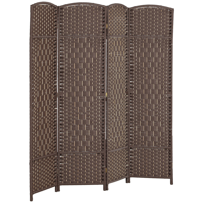 Paravent intérieur en bois 4 panneaux 180 x 180 cm séparateur de pièce pliable bois marron