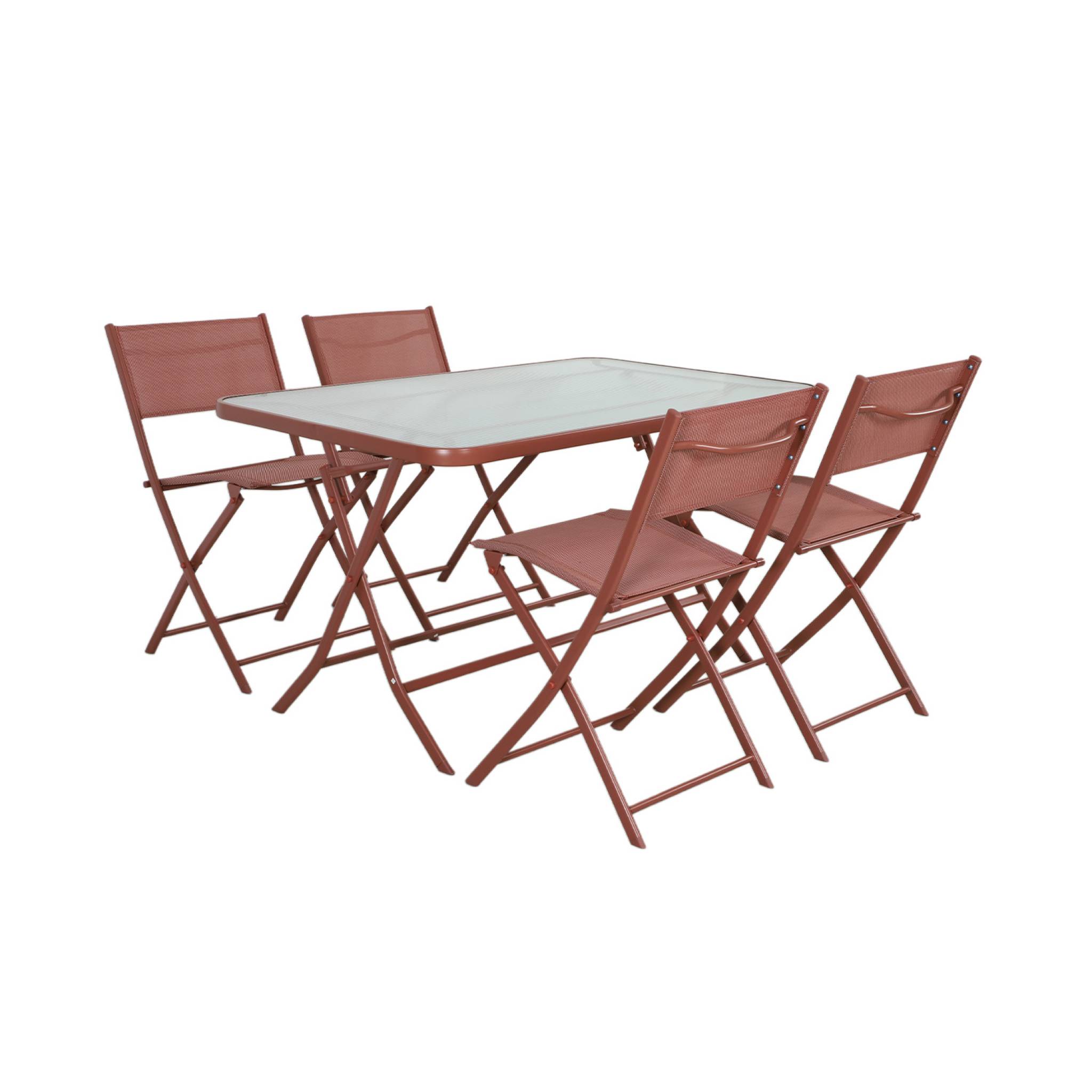 Table de jardin pliante acier + 4 assises ANCONA