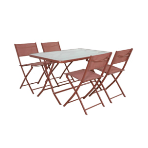 Table de jardin pliante acier + 4 assises ANCONA