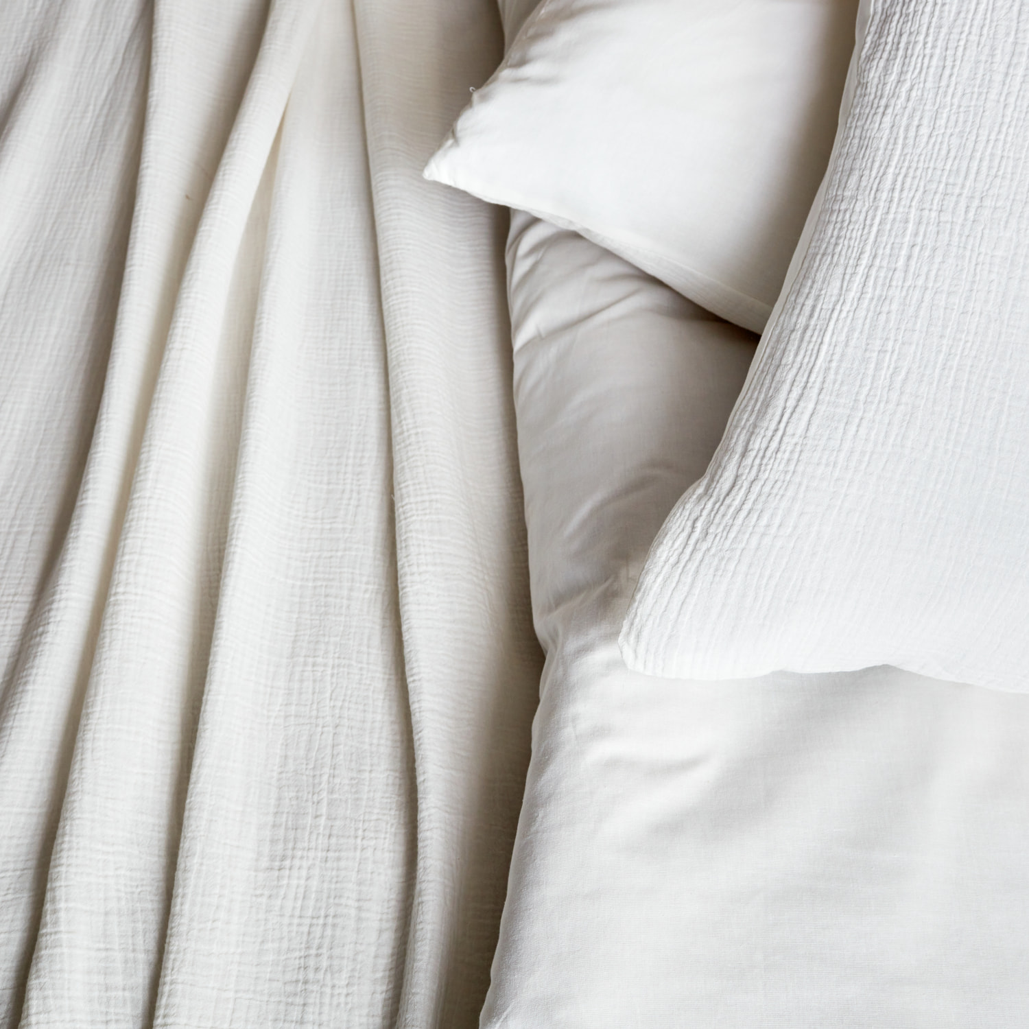 Parure de lit gaze de coton blanc ALIX