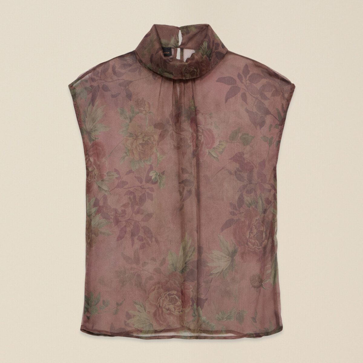 Oltre - Blusa estampada en tejido crepé - Marrón