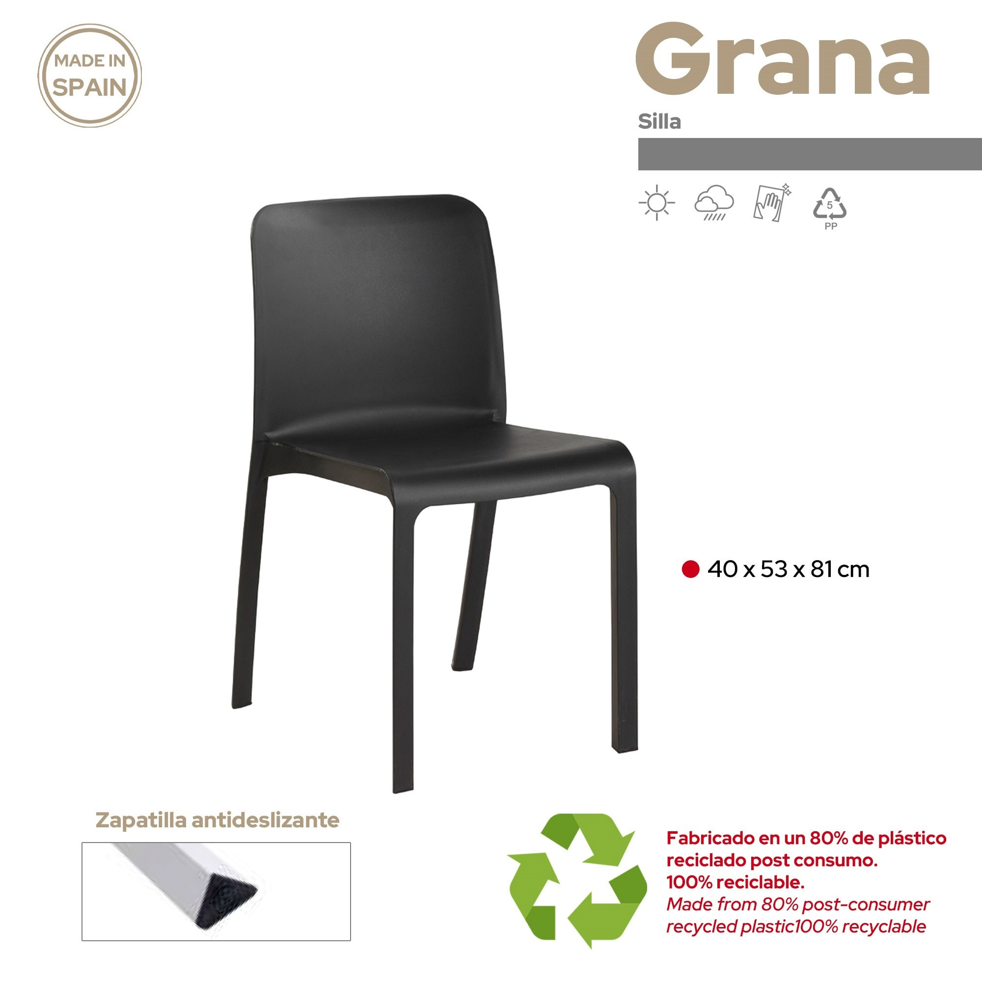 Set 6 sillas grana antracita