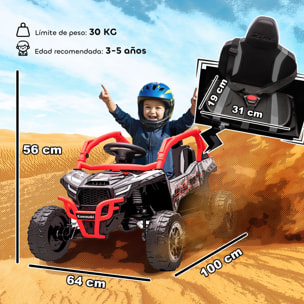 Coche Eléctrico para Niños 12V, Kawasaki Teryx KRX 1000, Coche de Batería UTV con 2 Motores, Control Remoto 2,4G, Suspensión Trasera, Faros, USB, para Niños de +3 Años, Rojo