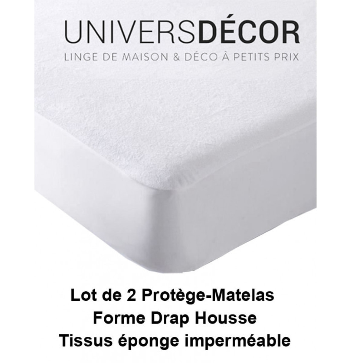 Lot de 2 protège matelas éponge imperméable anti-acariens 160 x 200 + 30 cm