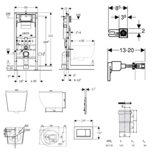 Duofix pack WC bâti-support + WC suspendu sans bride Ceramia PixL avec abattant SoftClose + plaque (GECEPXWT03-FR)
