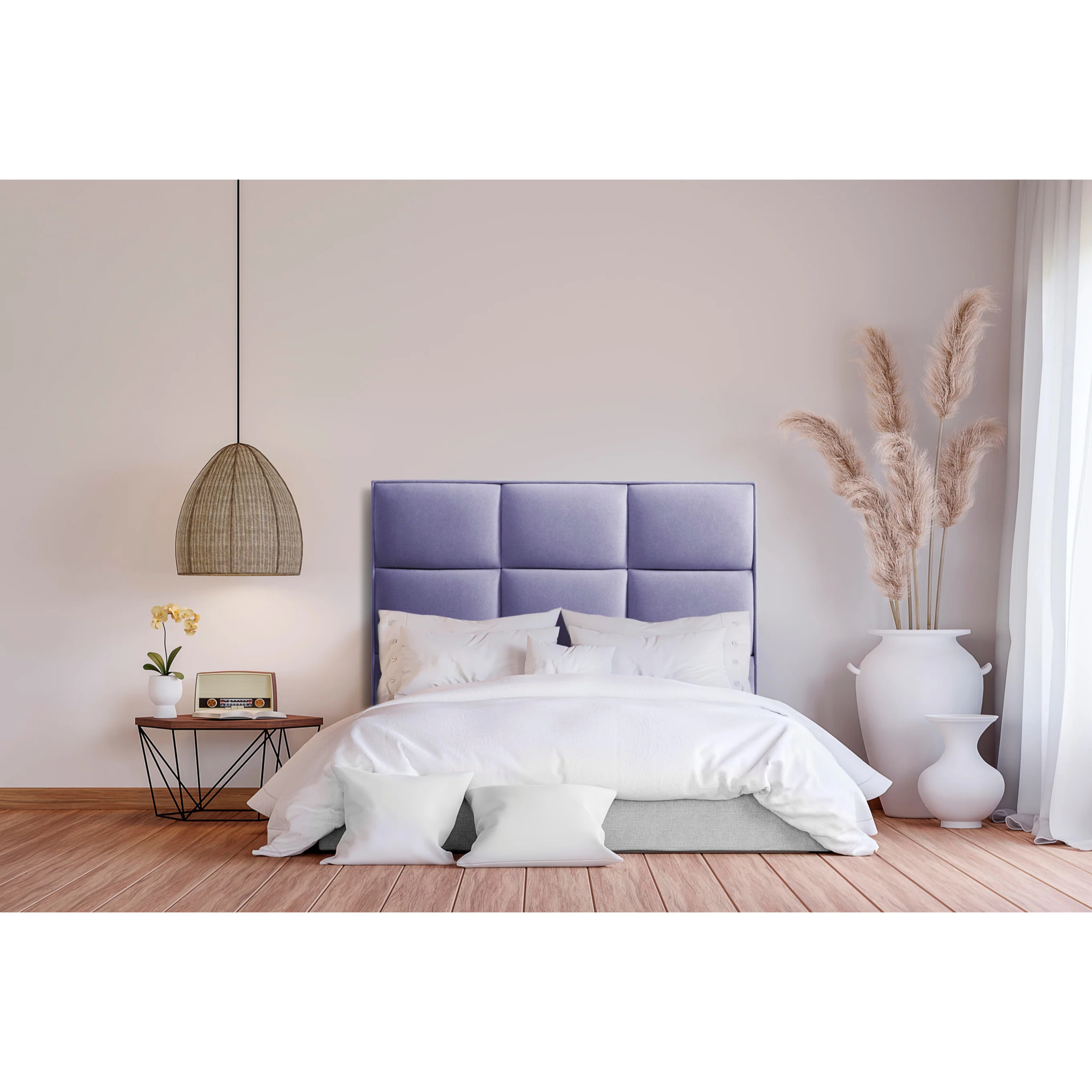 Cabecero de madera tapizado en tela para cama de 105 115x132