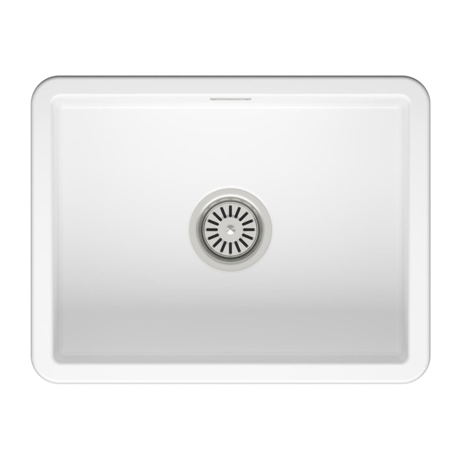 Infinitio 55,5x43x22 cm évier de cuisine simple à encastrer en céramique, avec trop-plein, sans siphon, blanc (SATSINK5543)