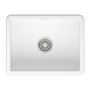 Infinitio 55,5x43x22 cm évier de cuisine simple à encastrer en céramique, avec trop-plein, sans siphon, blanc (SATSINK5543)