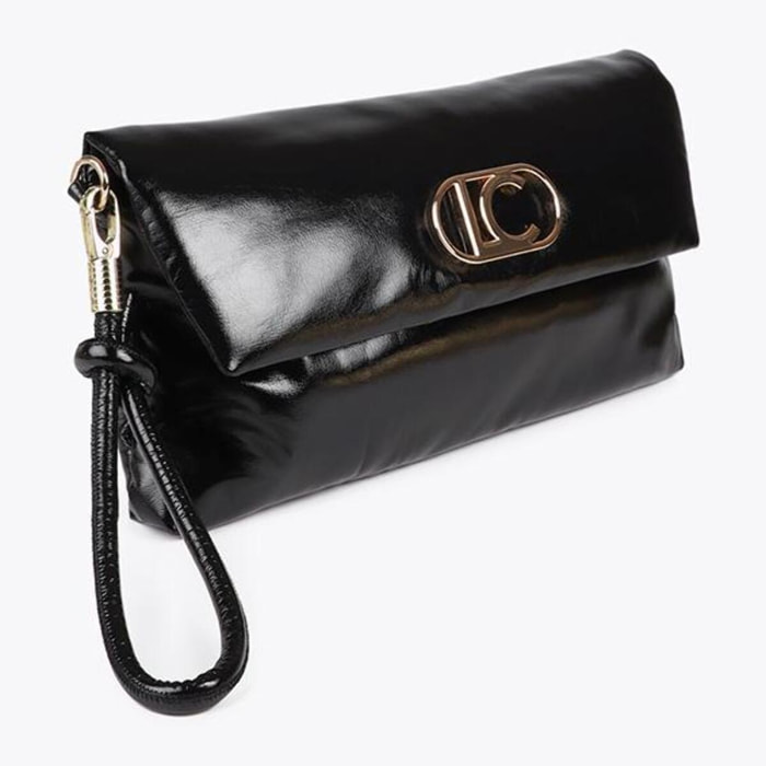 Pochette trapuntata effetto metallico con logo LC ovale