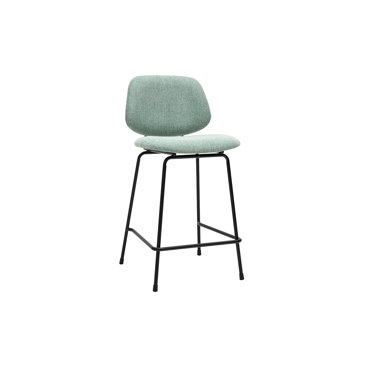 Tabourets de bar en tissu effet velours texturé vert céladon et métal H66.5 cm BARNET (lot de 2)