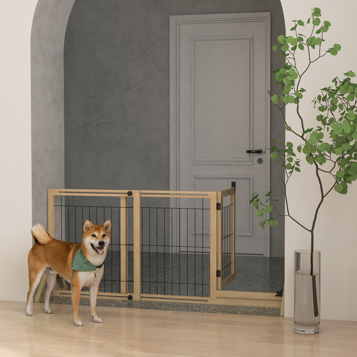 Barrera para Perros de Madera Valla para Mascotas Extensible de 2 Paneles con Patas de Apoyo Triangulares para Puerta Pasillo Escalera 112-159x44x70 cm Natural